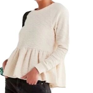 Urban Outfitters TRULY MADLY DEEPLY Cream Peplum Top
